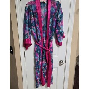 Victoria's Secret‎ Gold Label Robe One Size Sheer Water Color Silver Threads